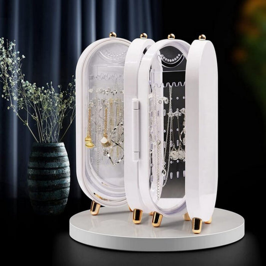 Portable jewelry box with mirror